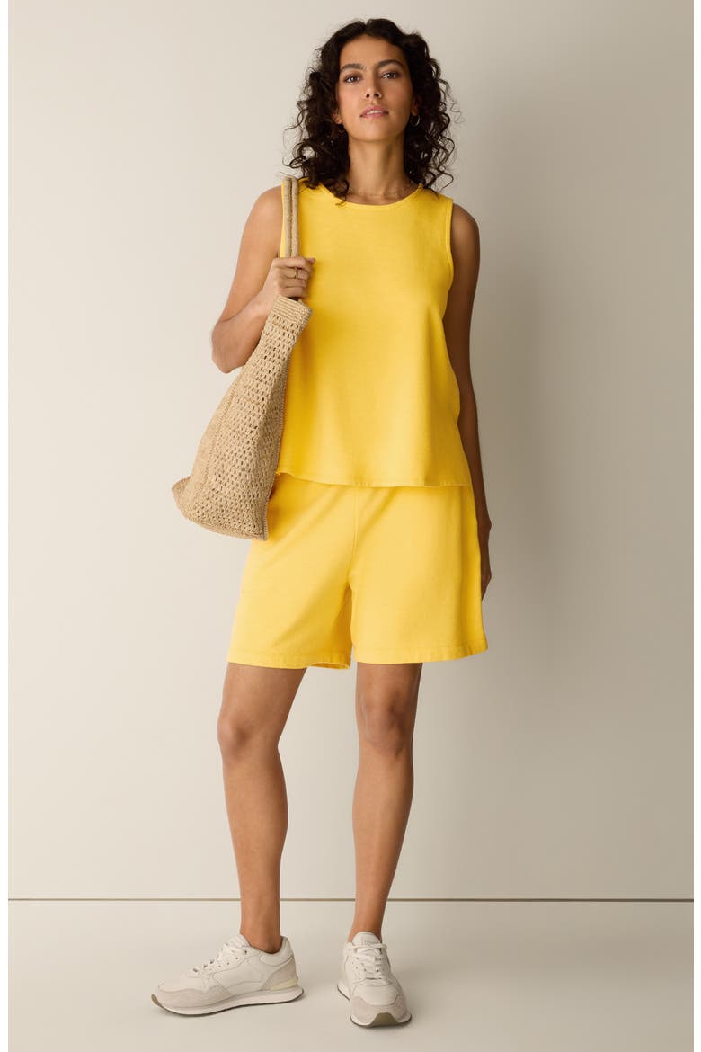Crewneck Side Slit Organic Cotton Tank, Alternate, color, SOLEIL