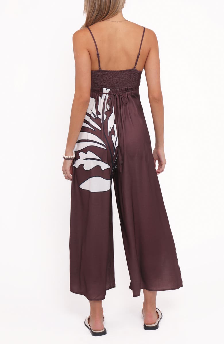 Petal & Pup Delfina Sleeveless Wide Leg Linen Blend Jumpsuit, Alternate, color, Brown Palm