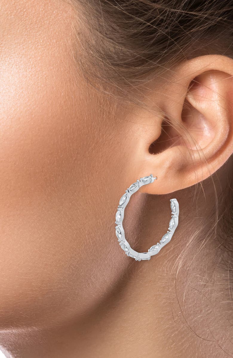 CZ by Kenneth Jay Lane Marquise CZ Hoop Earrings, Alternate, color, 