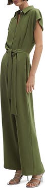 MANGO Tie Waist Wide Leg Jumpsuit