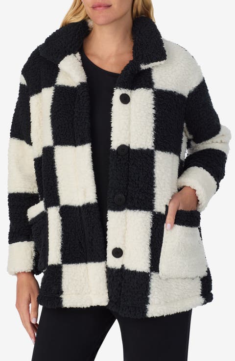 Checkered Faux Shearling Jacket
