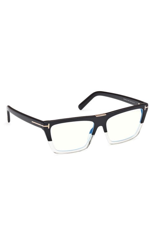 Tom Ford 57mm Square Blue Light Blocking Glasses In Black