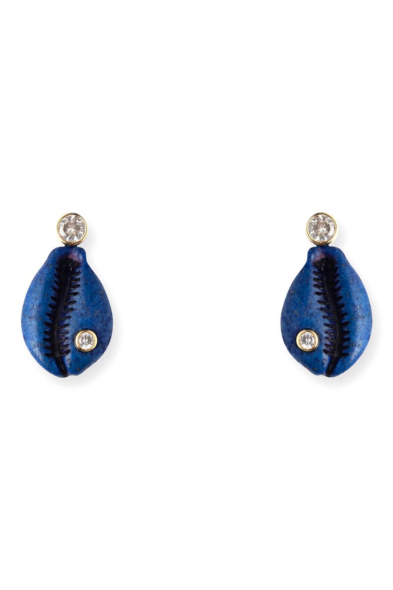Coralina Lapis Shell Earrings, Main, color, LAPIS