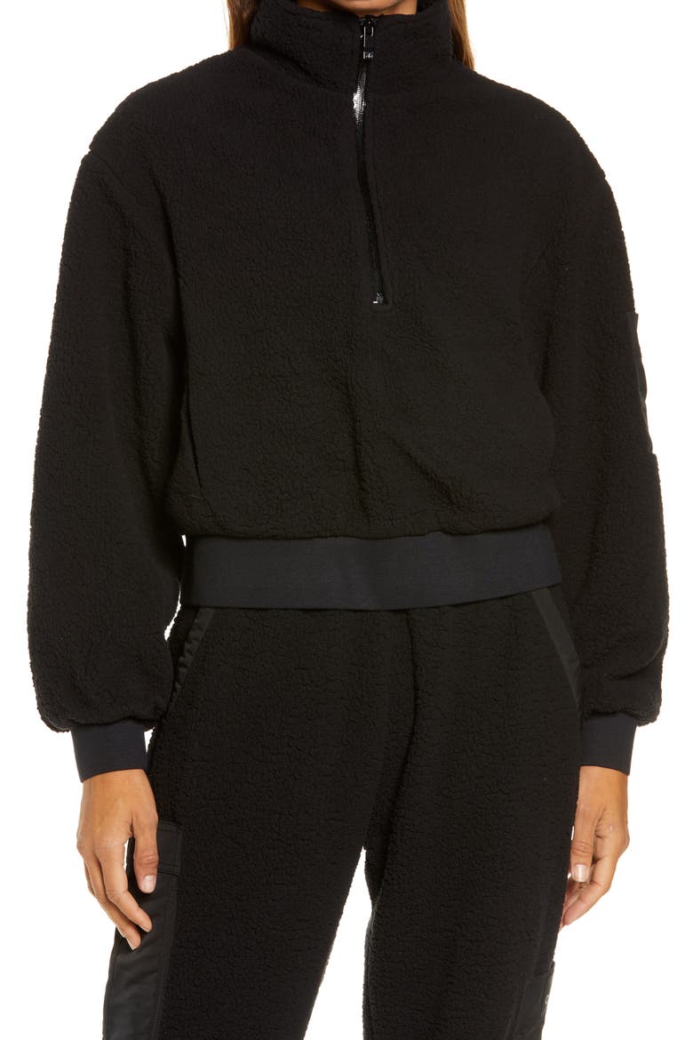 High Pile Fleece Hooded Jacket, Alternate, color, BLACK