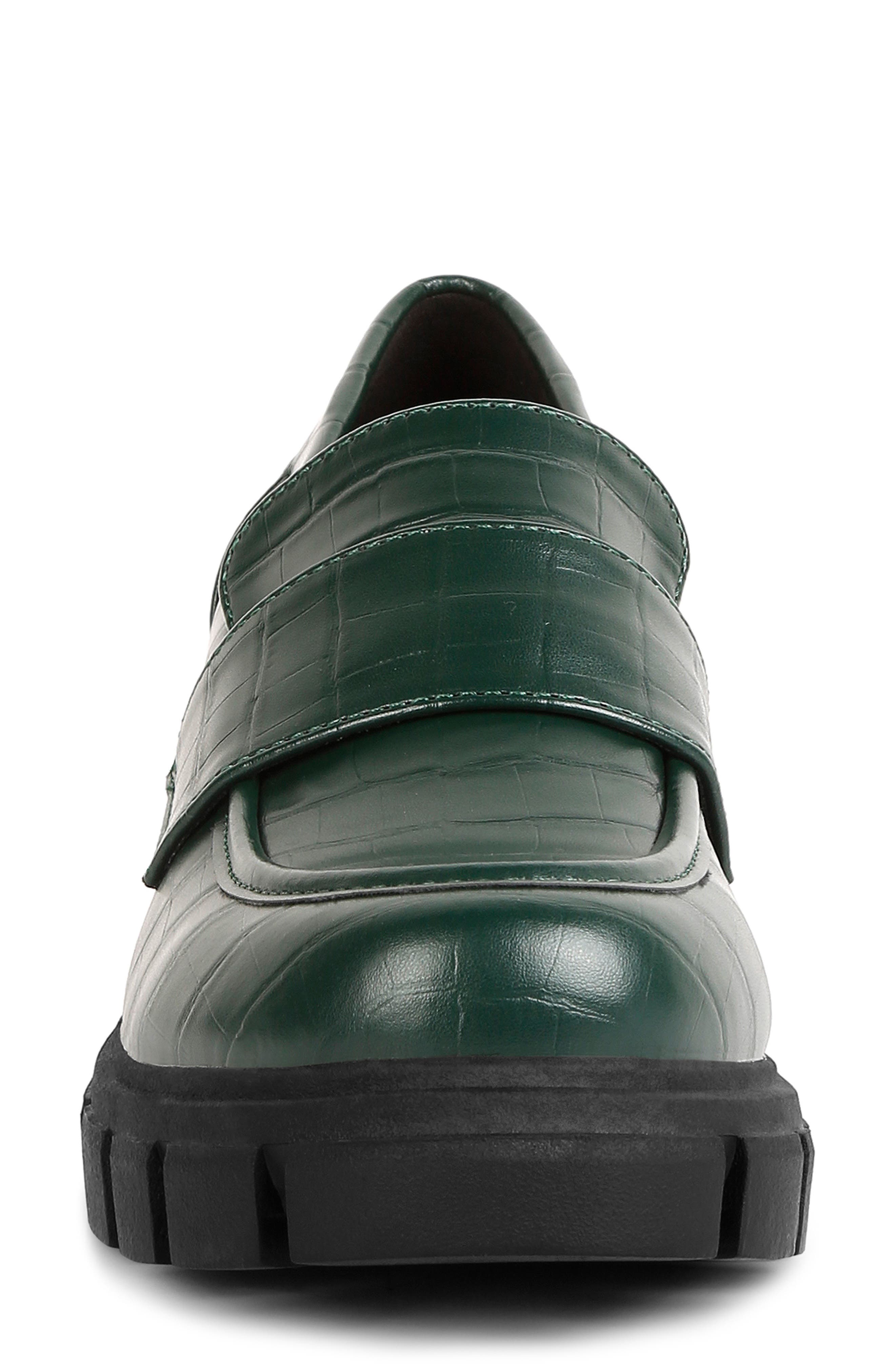 LONDON RAG Benz Croc Embossed Loafer Pump, Alternate, color, Dark Green