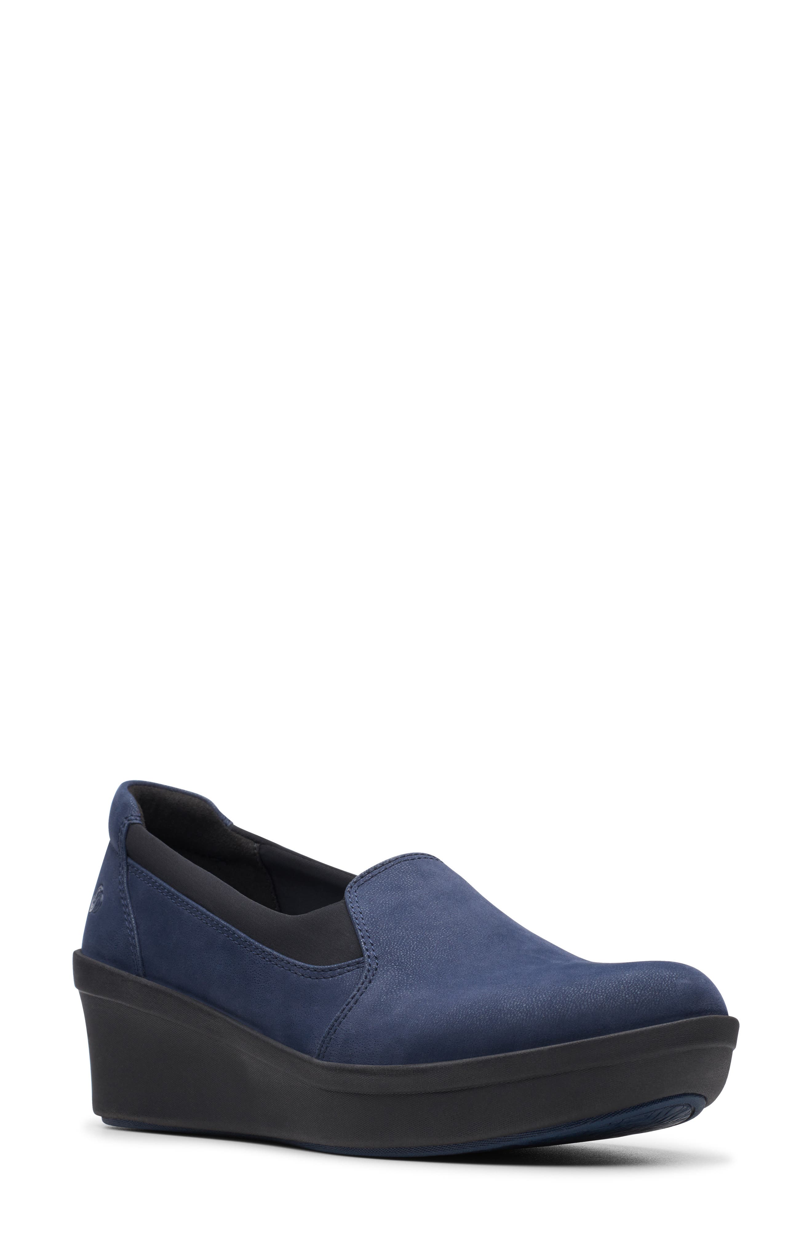 Step Rose Moon Wedge Loafer, Main, color, NAVY FABRIC
