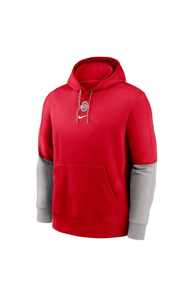Nike Men's Nike Scarlet/Gray Ohio State Buckeyes 2024 Sideline Club Pullover Hoodie, Alternate, color, Scarlet