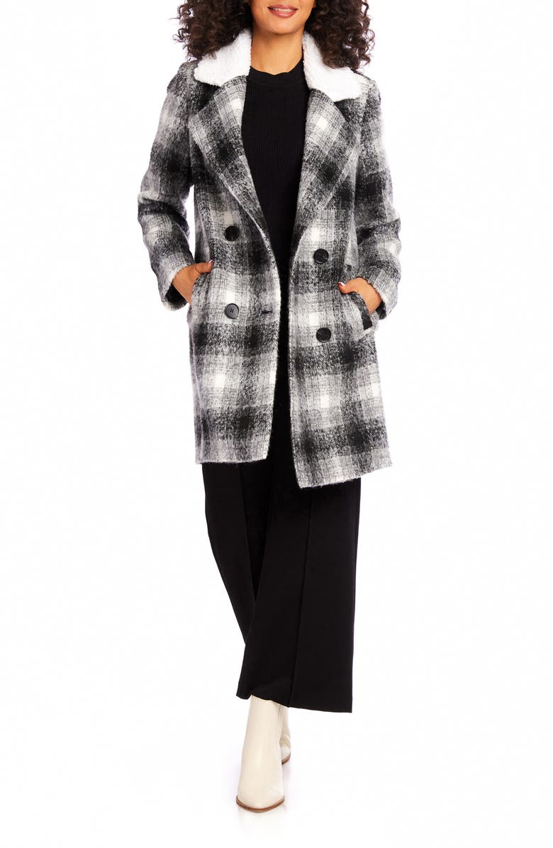 Karen Kane Faux Shearling Car Coat, Main, color, 