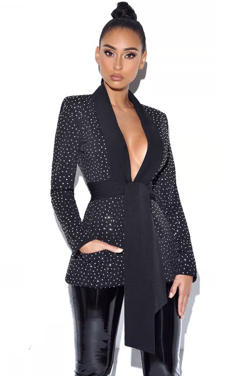 Visionary Crystal Embellished Blazer Jacket
