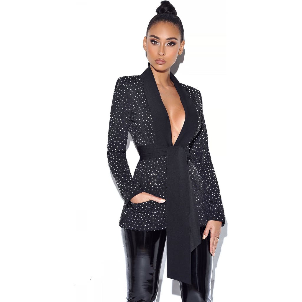 Miss Circle Visionary Crystal Embellished Blazer Jacket In Animal Print