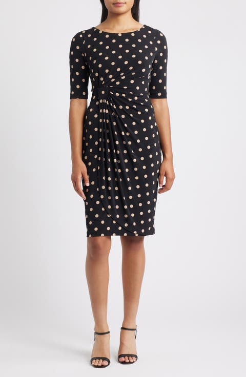 Polka Dot Faux Wrap Dress