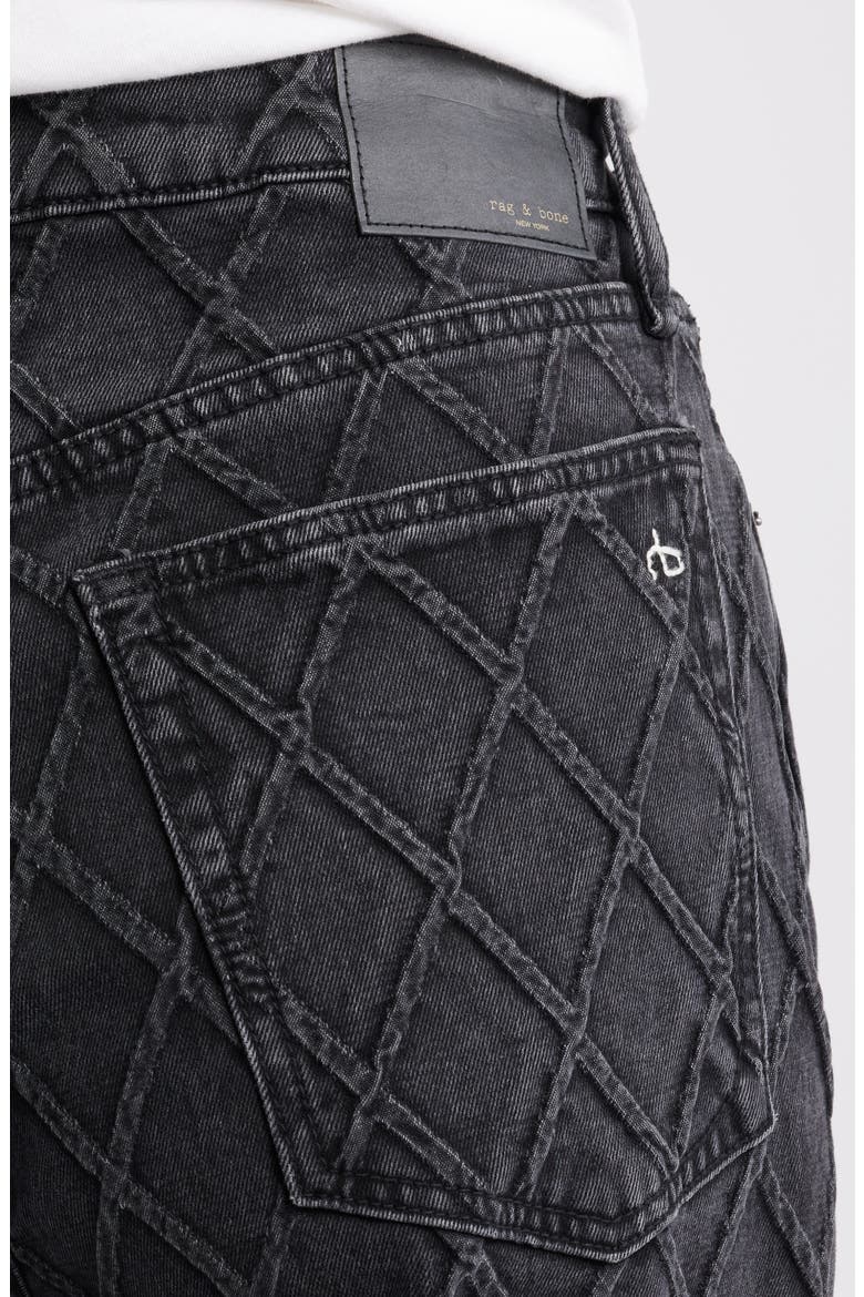 Logan Diamond Texture Mid Rise Wide Leg Jeans, Alternate, color, QWBLK