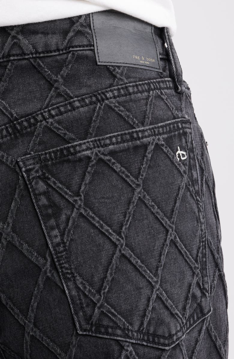 rag & bone Logan Diamond Texture Mid Rise Wide Leg Jeans, Alternate, color, Quilted Black