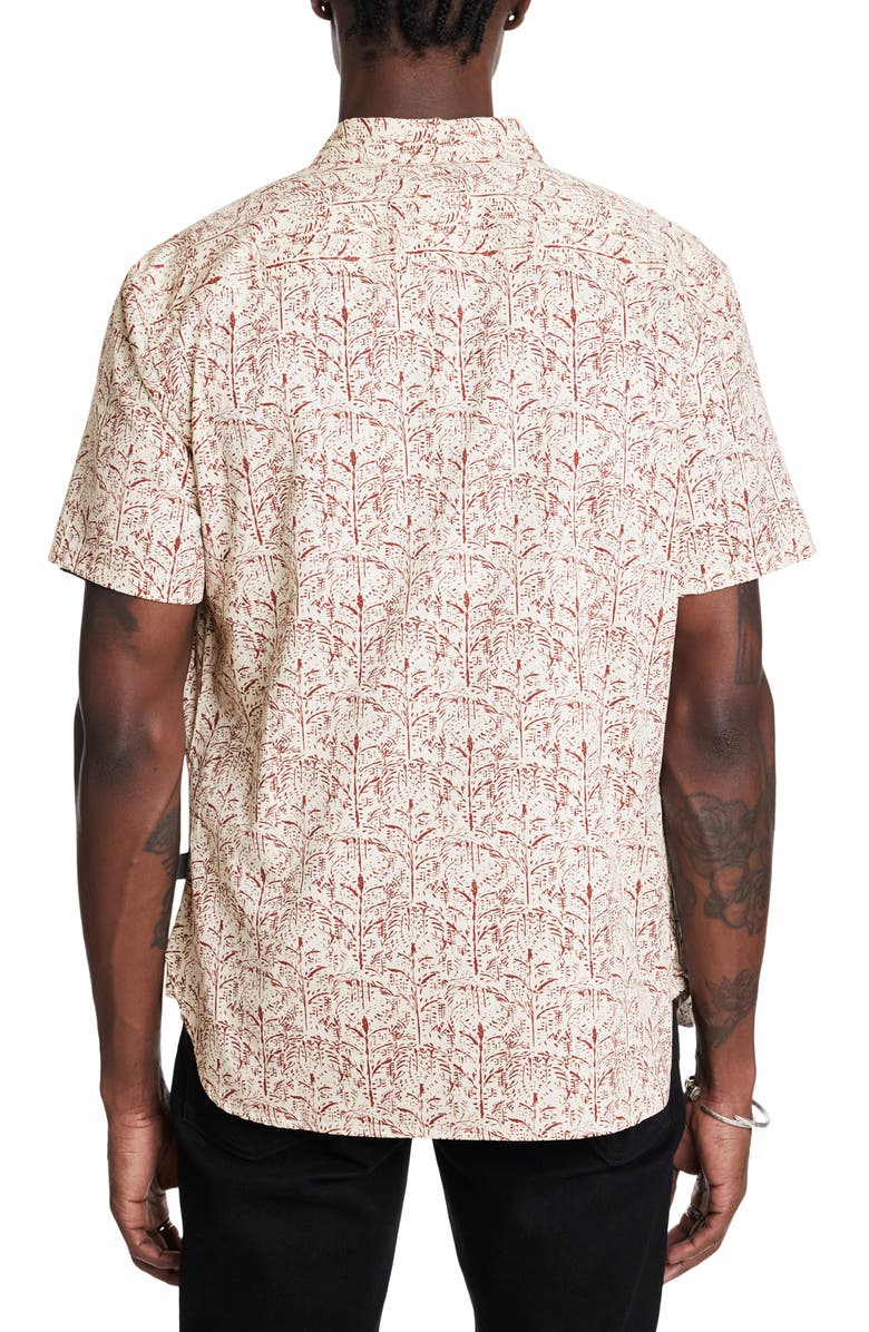 John Varvatos Sean Short Sleeve Button-Up Shirt, Alternate, color, Cranberry