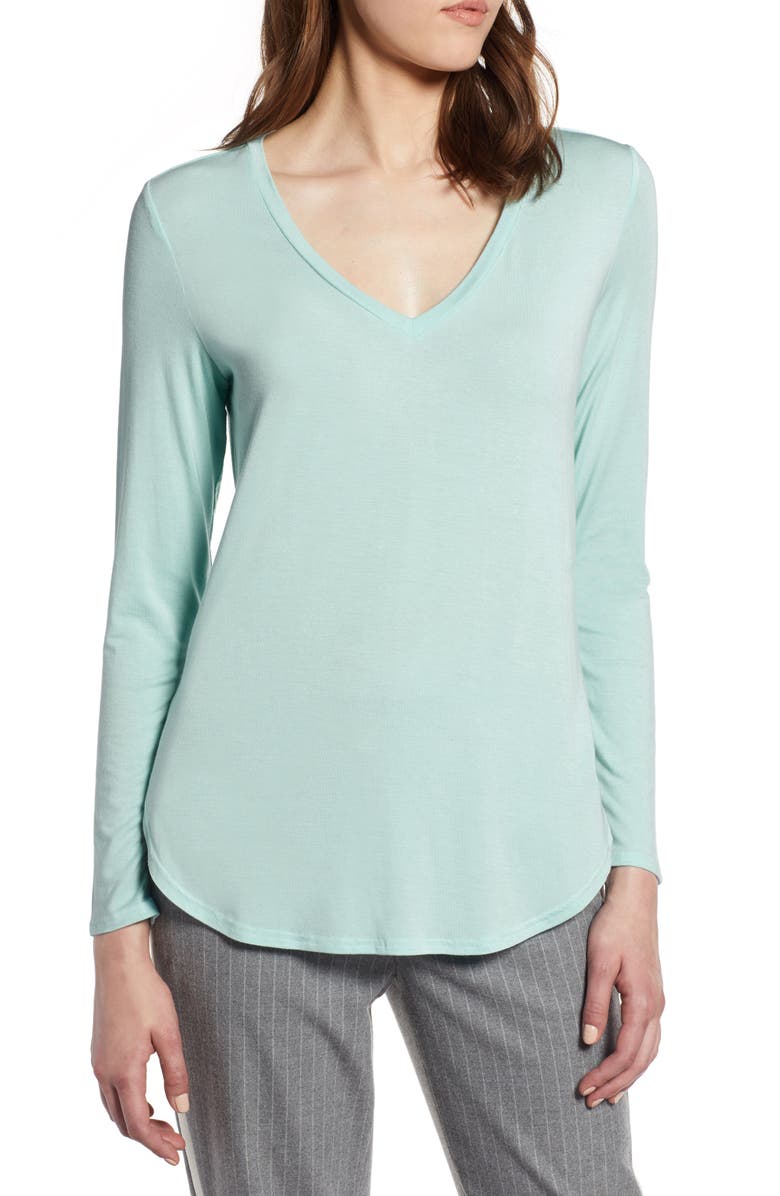 Halogen<sup>®</sup> V-Neck Tunic, Main, color, Blue Resort