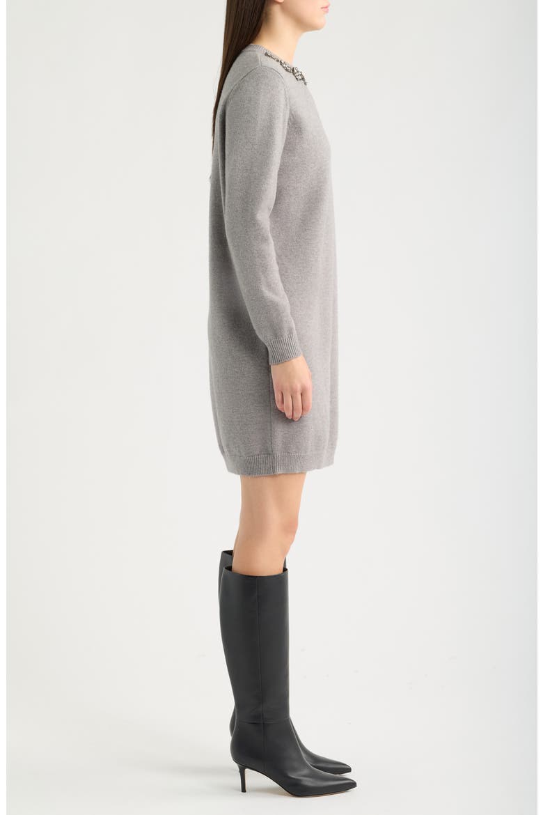 Rhinestone Trim Sweater Dress, Alternate, color, GREY