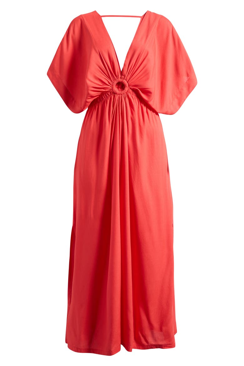 Ring Cover-Up Maxi Dress, Alternate, color, RED