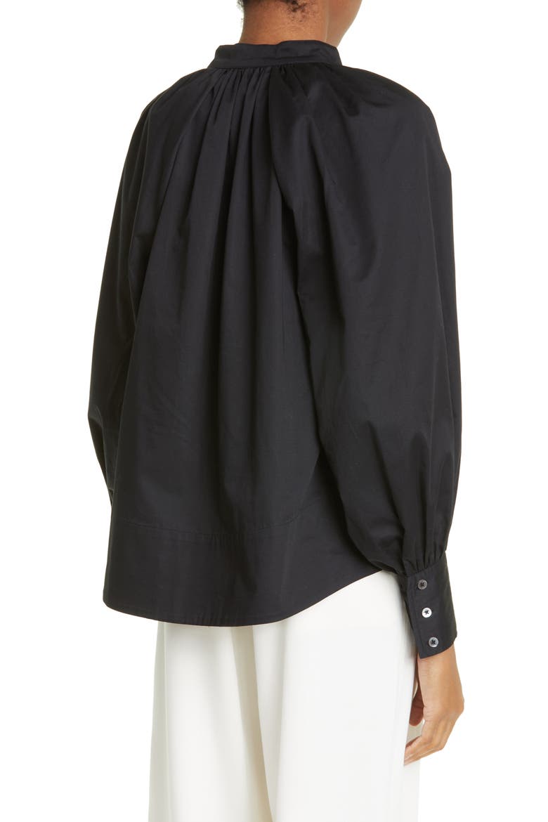 Pleated Cotton Poplin Blouse, Alternate, color, 001 BLACK