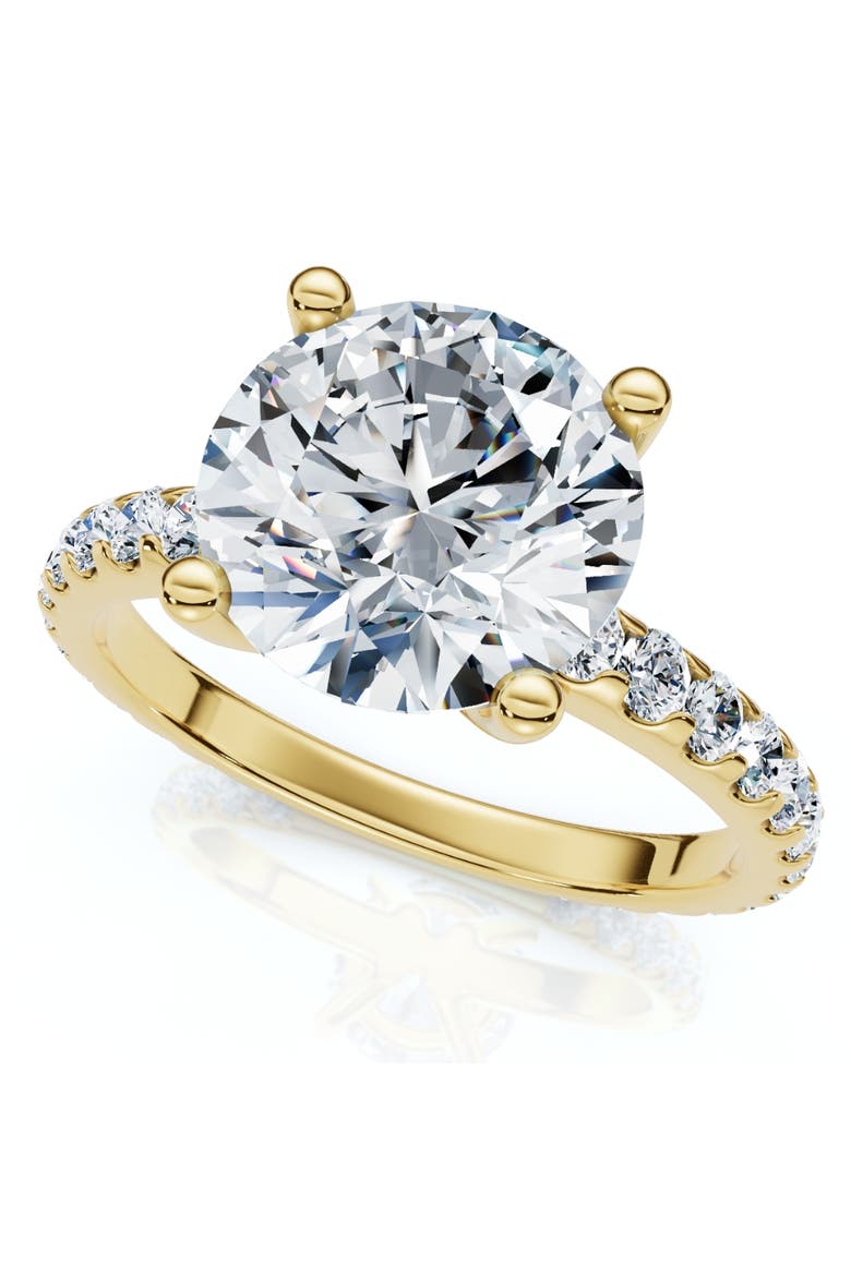 Certified 3.40Ct Round Cut Diamond Engagement Ring 14k Gold Lab Grown, Main, color, 14k Yellow Gold