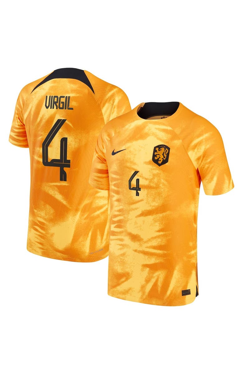 Nike Men's Nike Virgil Van Dijk Orange Netherlands National Team 2022/23 Home Vapor Match Authentic Player Jersey, Main, color,