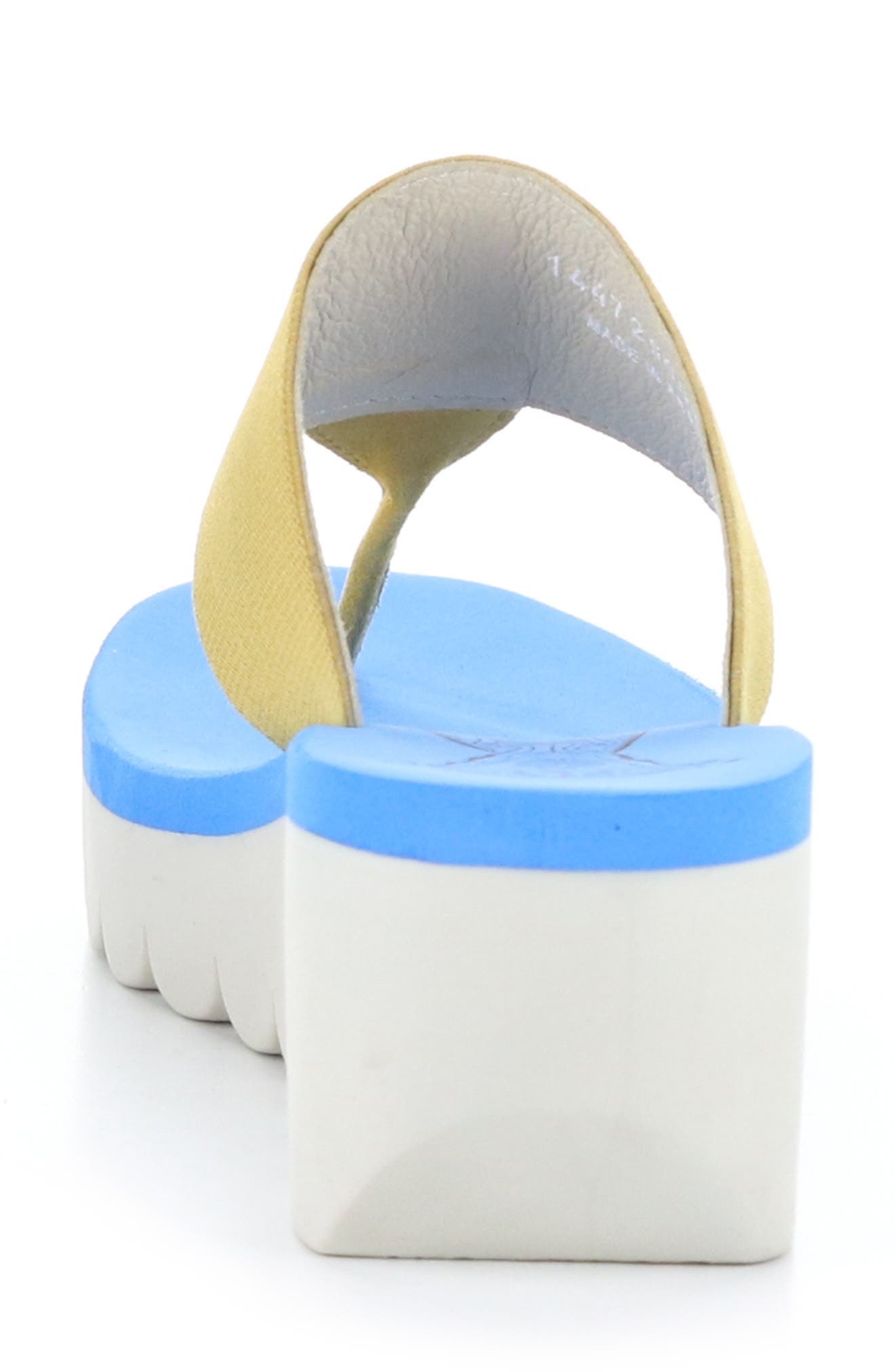 Fly London Yomu Wedge Flip Flop, Alternate, color, 005 Bumblebee/ Azure