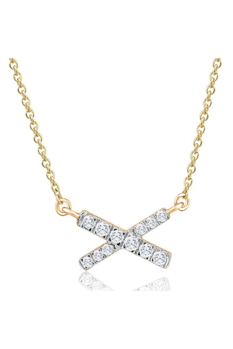 1/5Ct TW Diamond X Cross Pendant Gold Women's Necklace 18" Lab Grown, Main, color, 10k yellow Gold