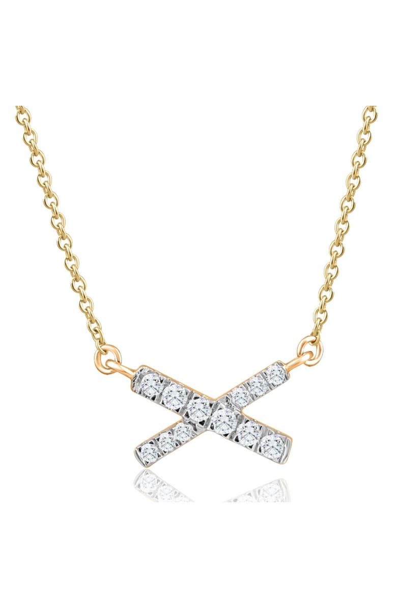 Bliss Diamond 1/5Ct TW Diamond X Cross Pendant Gold Women's Necklace 18" Lab Grown, Main, color, 10K Yellow Gold
