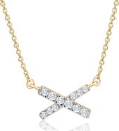 Bliss Diamond 1/5Ct TW Diamond X Cross Pendant Gold Women's Necklace 18" Lab Grown
