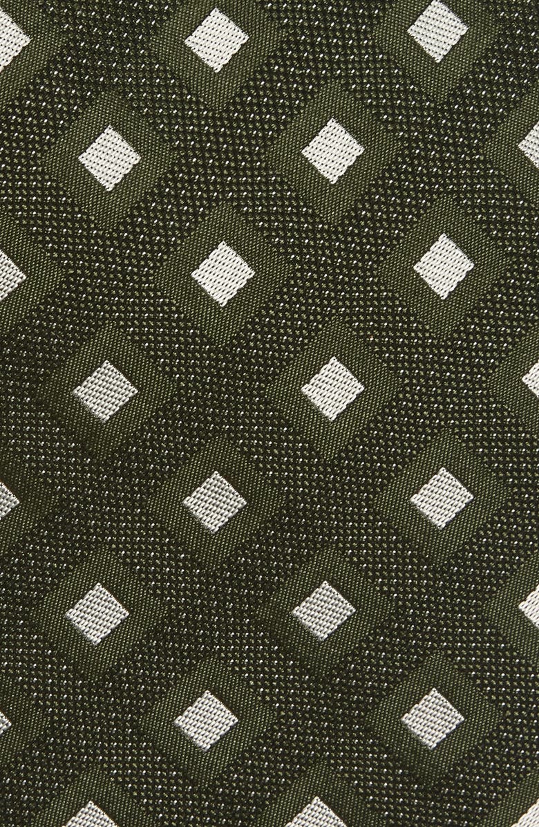 BOSS Geometric Jacquard Silk Blend Tie, Alternate, color, Medium Green