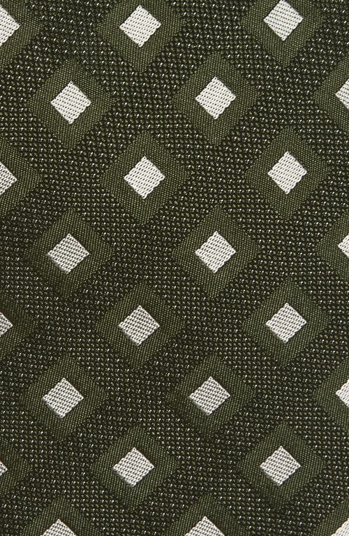 Hugo Boss Boss Geometric Jacquard Silk Blend Tie In Green