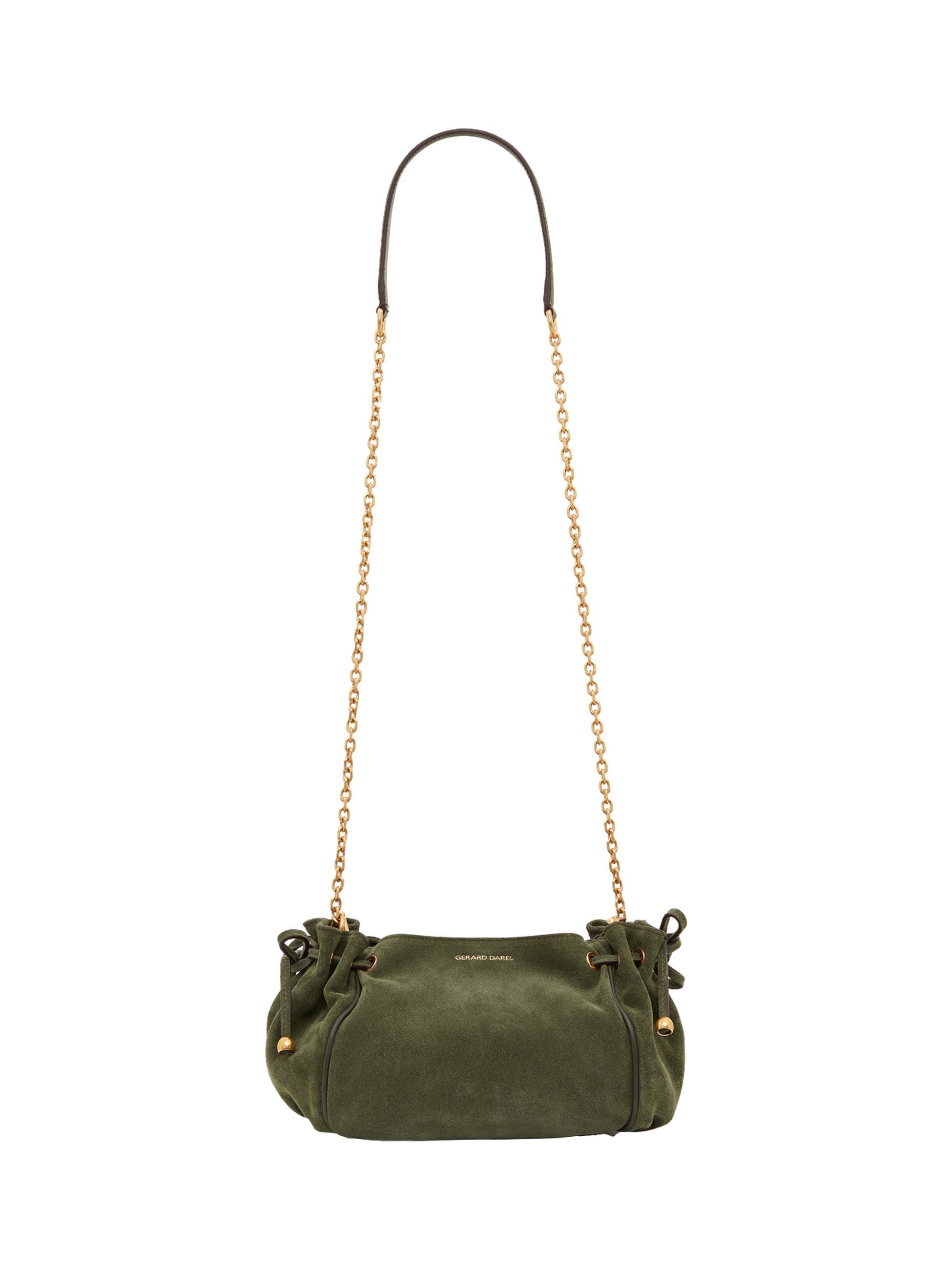 Drawstring Chain Strap Crossbody Bag, Main, color, Moos