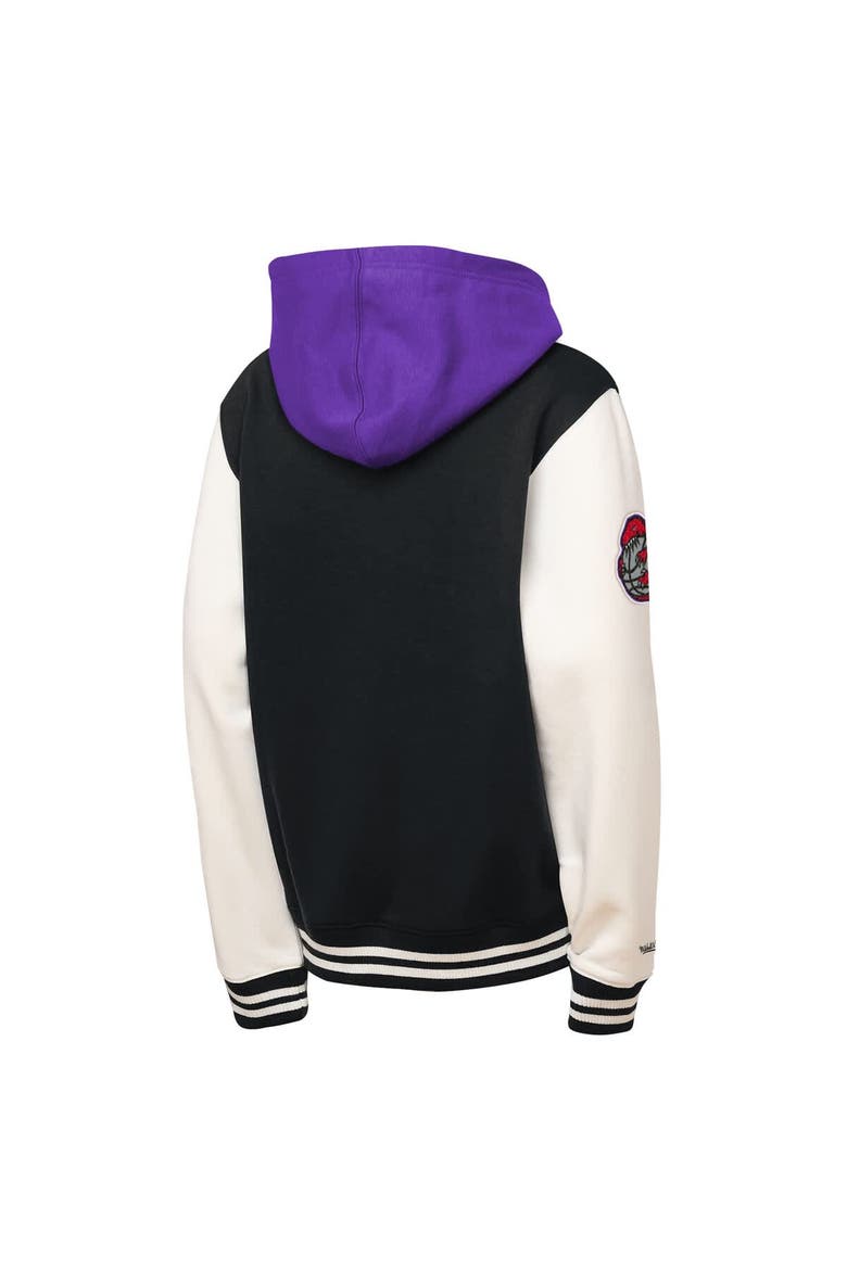 Youth Mitchell & Ness Black Toronto Raptors Hardwood Classics Courtside Fleece Full-Snap Hooded Jacket, Alternate, color, Black