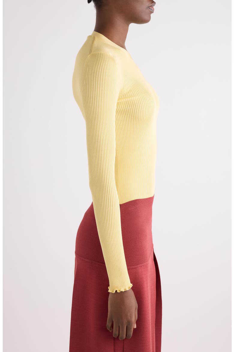 Lettuce Edge Rib Silk Blend Sweater, Alternate, color, JAUNE PALE