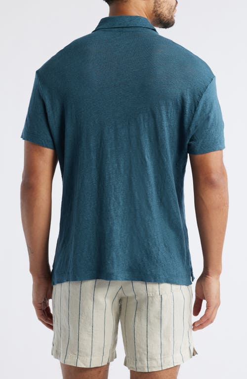 Alex Crane  Ola Linen Knit Short Sleeve Button-up In Dusk