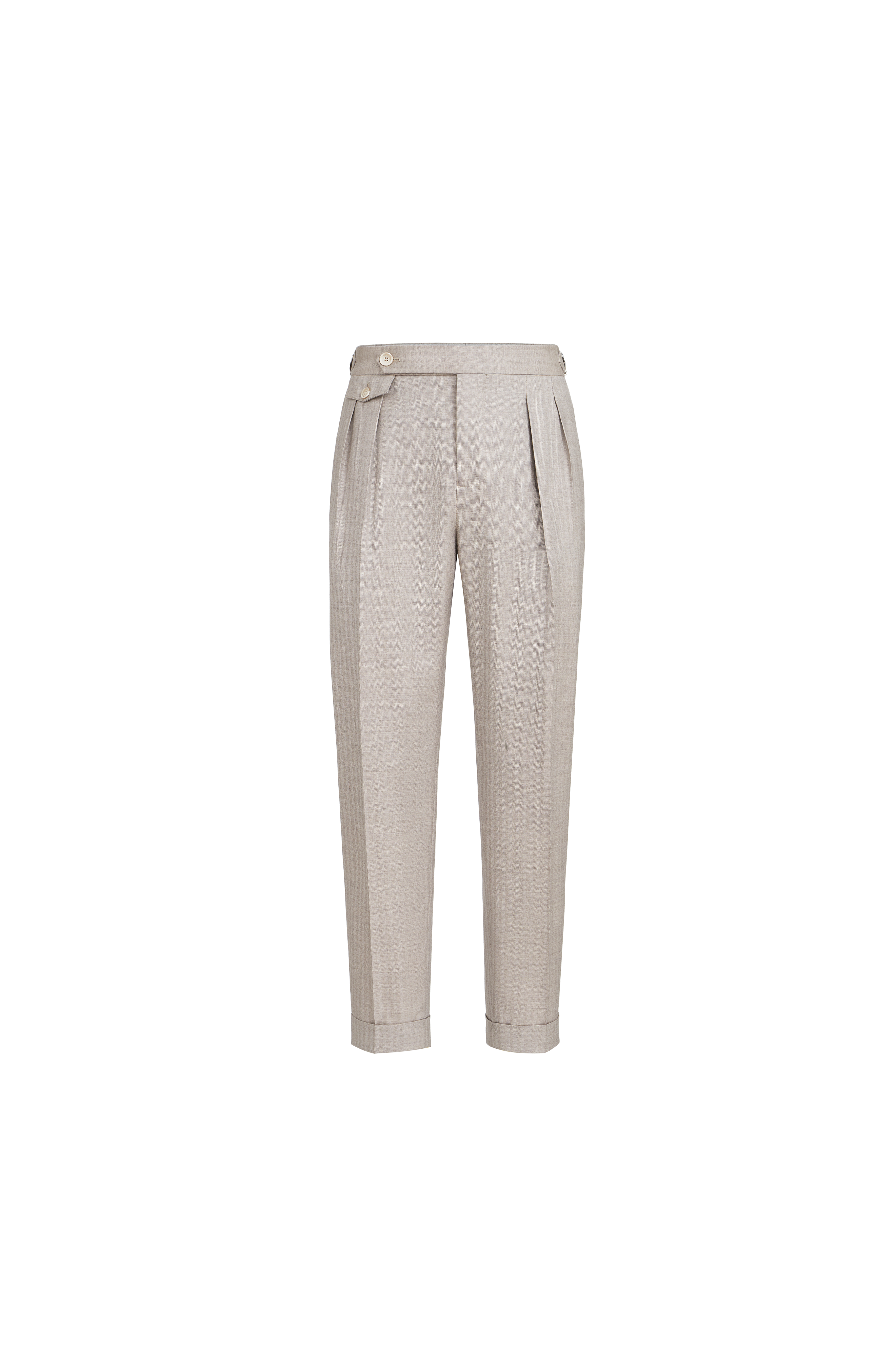 Trousers with double pleats and tabs - image 2