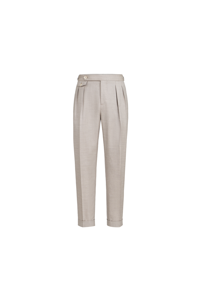 Trousers with double pleats and tabs, Alternate, color, Light Grey