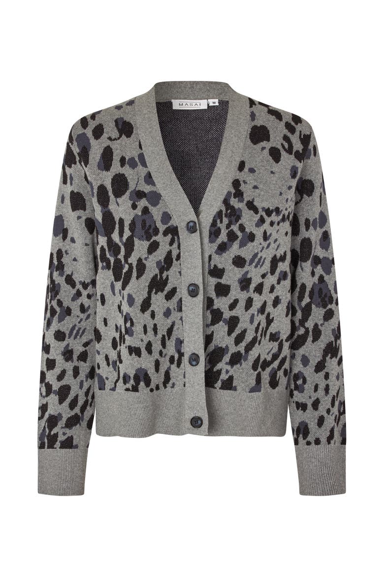 Malokina Leopard Pattern Cardigan, Alternate, color, Black