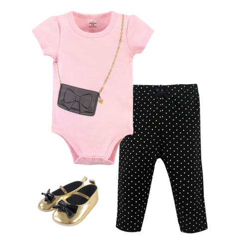 Little One's Cotton Outfit Set Bodysuit, Pants, and Matching Shoes