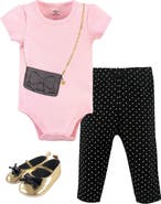 Little Treasure Little One's Cotton Outfit Set Bodysuit, Pants, and Matching Shoes