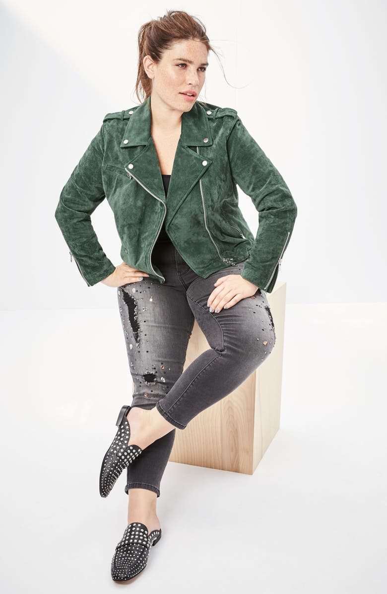 Rebel Wilson X Angels Suede Moto Jacket, Alternate, color, 