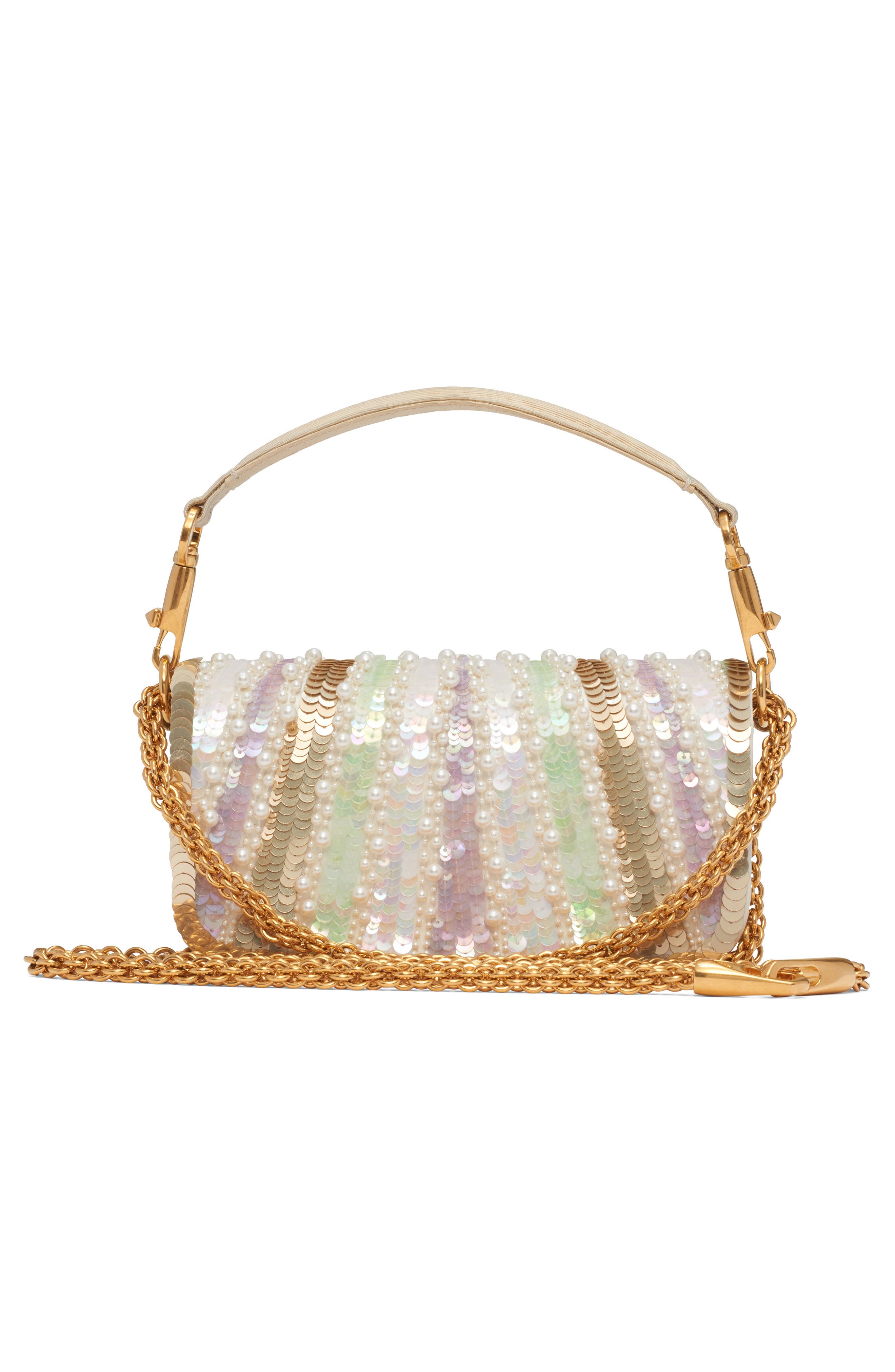 Valentino Garavani Small Locò Jewel VLOGO Embellished Shoulder Bag, Alternate, color, Multicolor/ Burro/ Cream