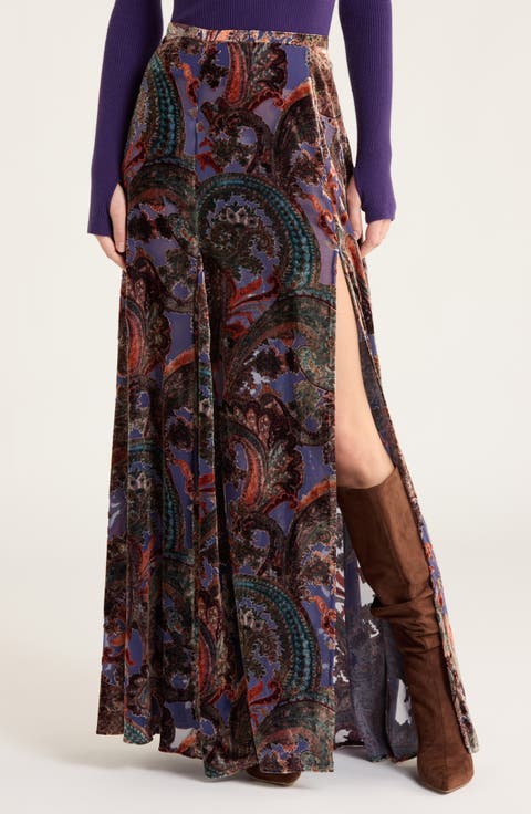 Luca Burnout Velvet Full Maxi Skirt