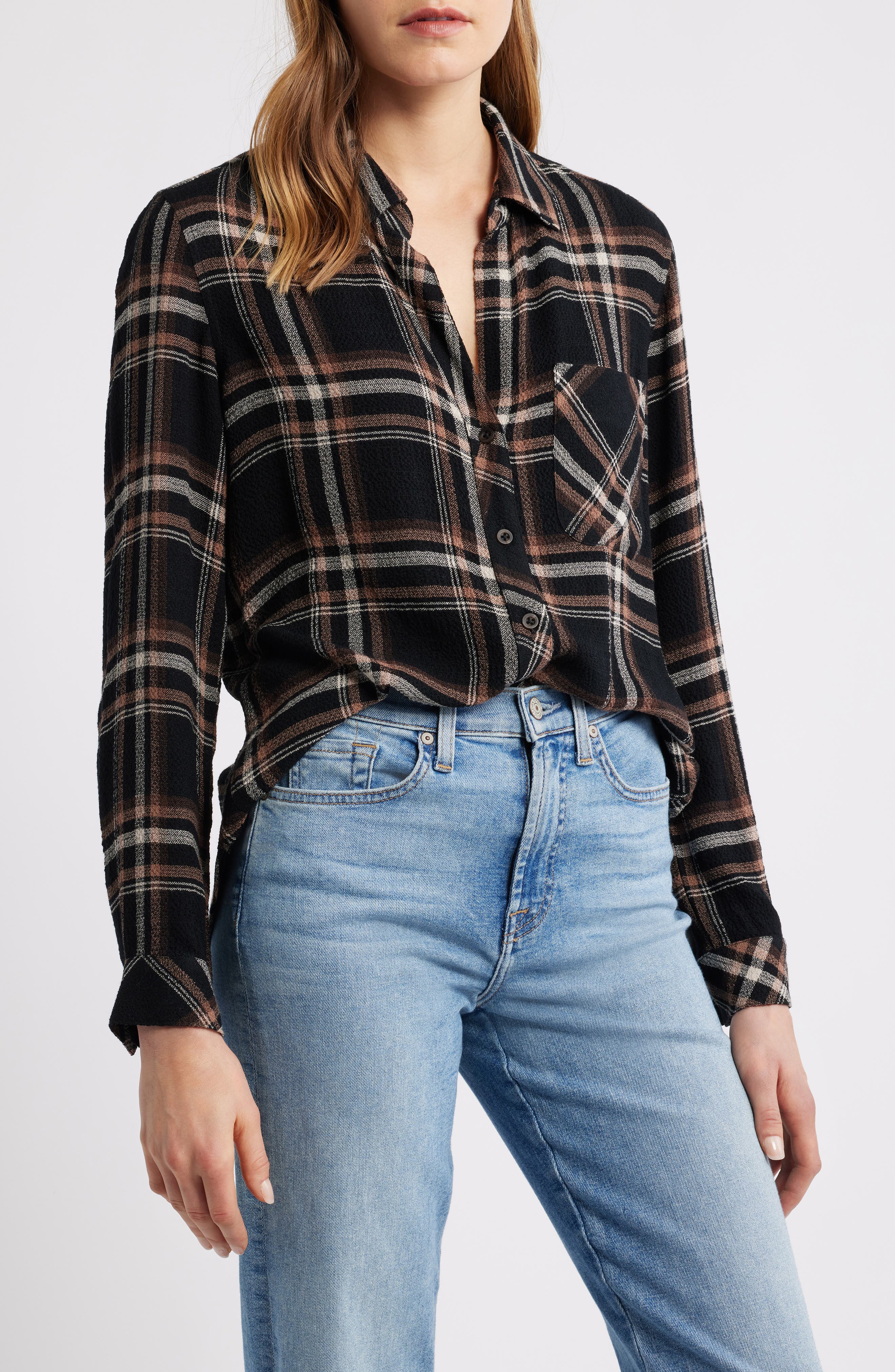 Plaid Button-Up Shirt