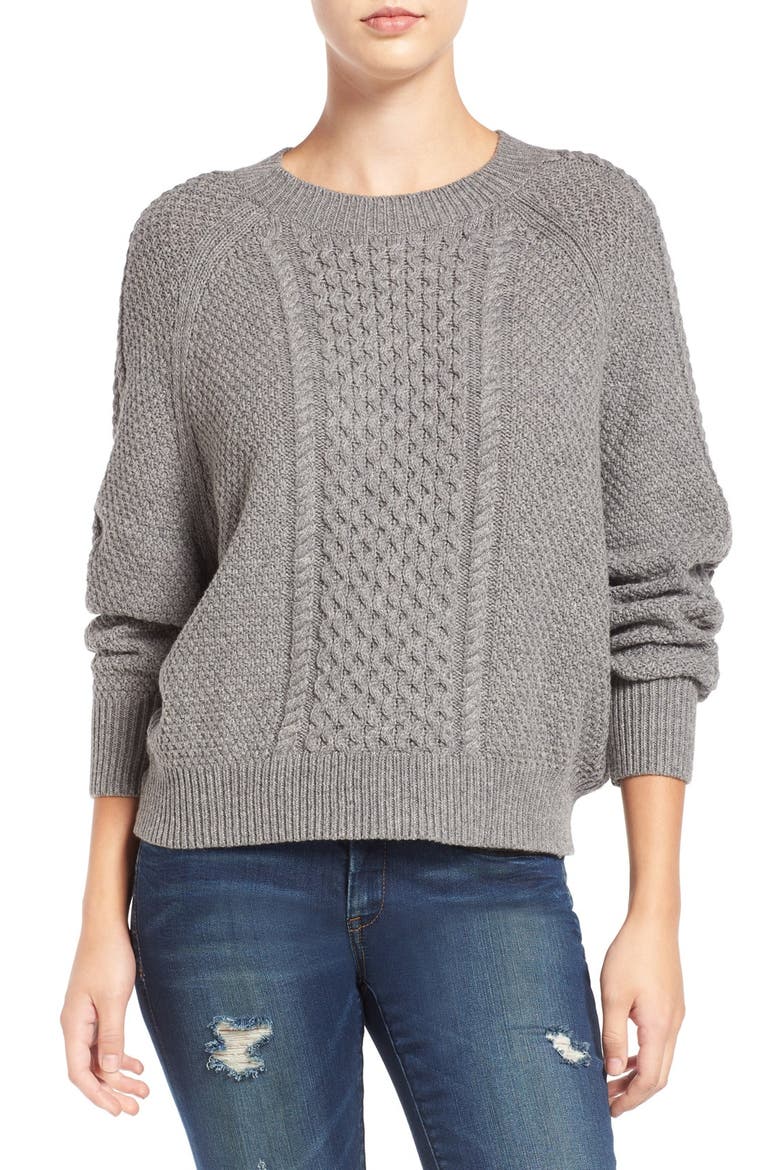 Cable Knit Dolman Sweater, Main, color, GREY CLOUDY HEATHER