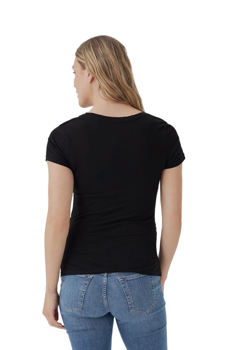 Pact Organic Maternity Ruched V-Neck Tee, Alternate, color, Black
