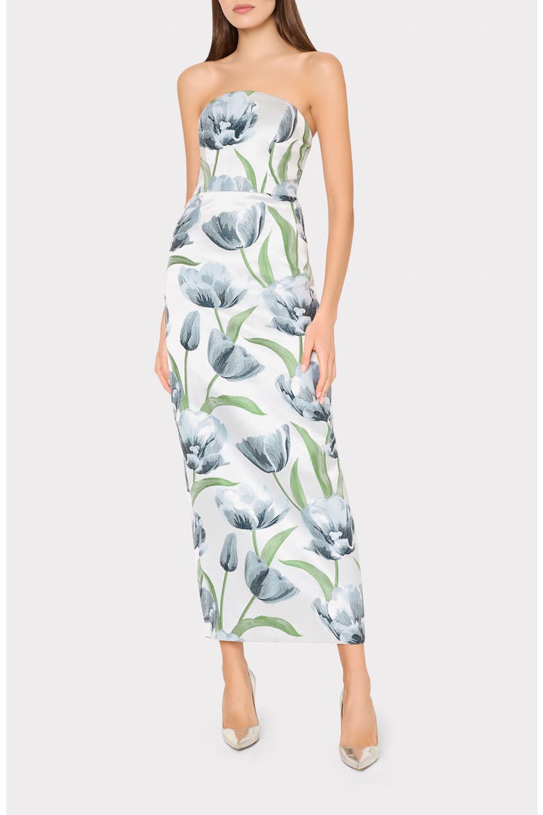 Orion Tulip Jacquard Strapless Gown, Main, color, BLUE