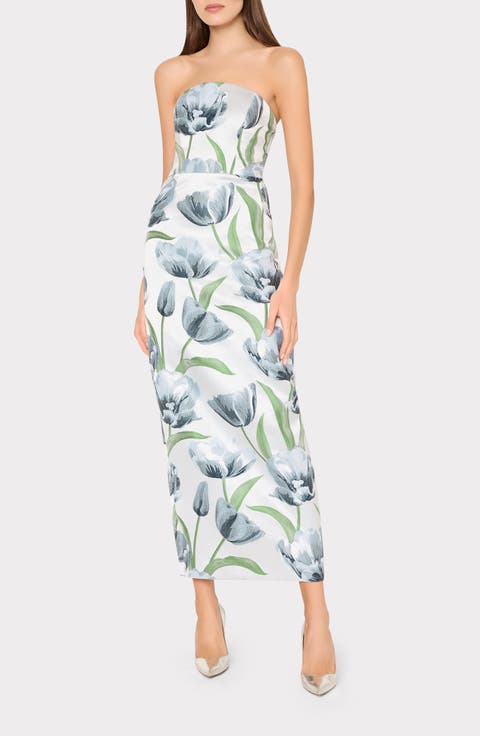 Orion Tulip Jacquard Strapless Gown