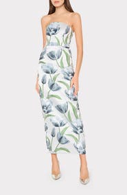 Milly Orion Tulip Jacquard Strapless Gown