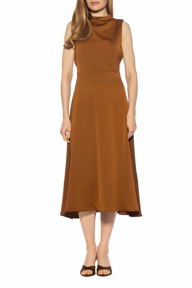 Opal Sleeveless Fit & Flare Midi Dress, Main, color, BROWN