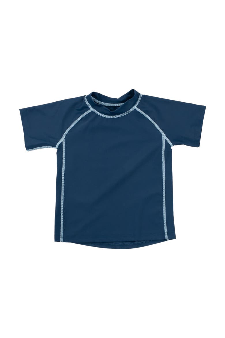 Kids Short Sleeve Rash Guard, UPF 50+ Swim Shirt, Main, color, NAVY